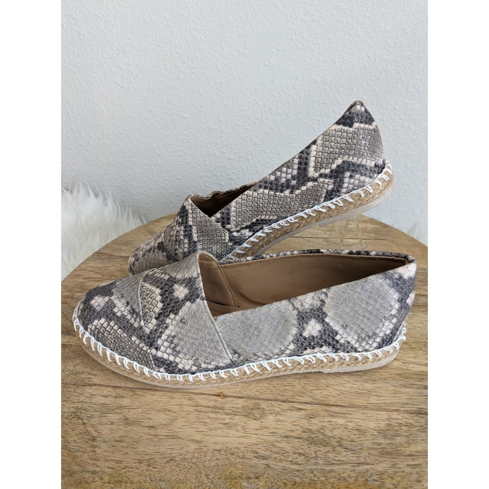 Women's Snakeskin Print Espadrille Platform SlipOn Flats Jute Sole Shoes 10 NEW - Picture 3 of 8
